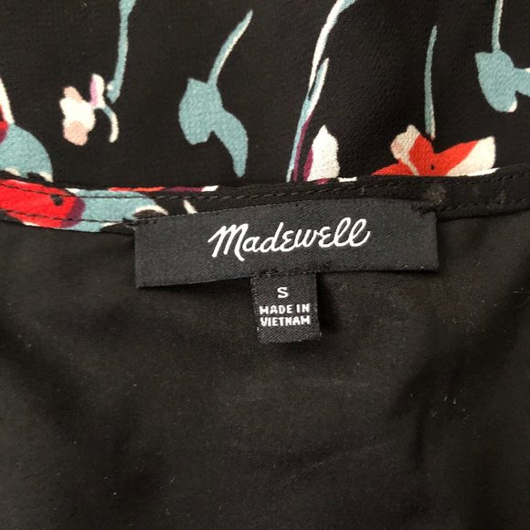 Madewell Peasant Blouse Top Silky Crepe Floral - Picture 3 of 6